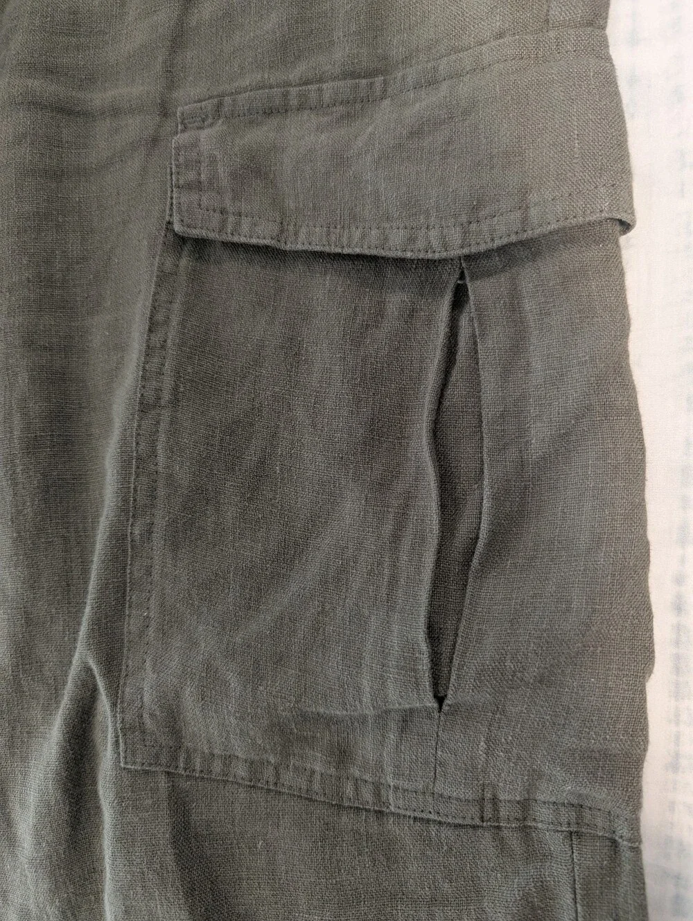 Sanctuary Standard Surplus Olive Linen Cargo Pants Size L Wide Leg